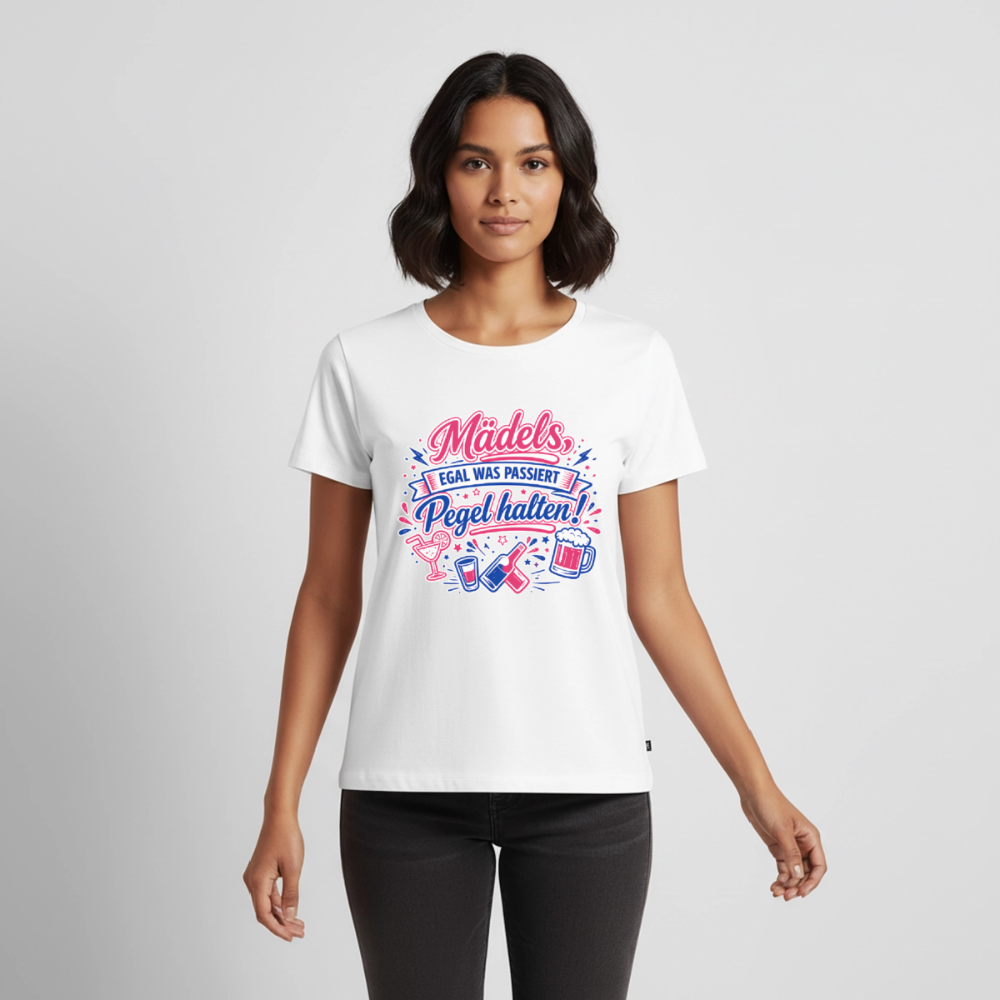 Mädels Party Shirt - Pegel halten! Rosablau - white