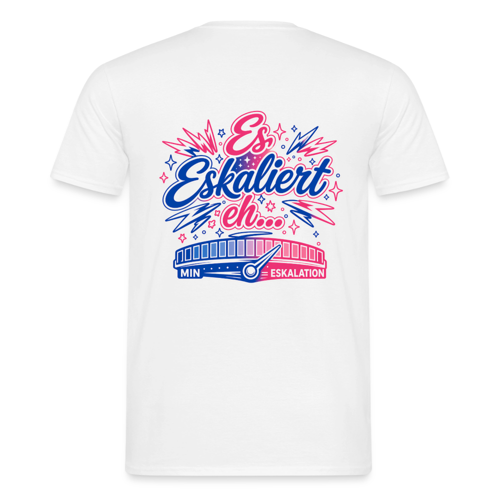 "Men's" T-Shirt - Eskalation - Rosa Blau - white